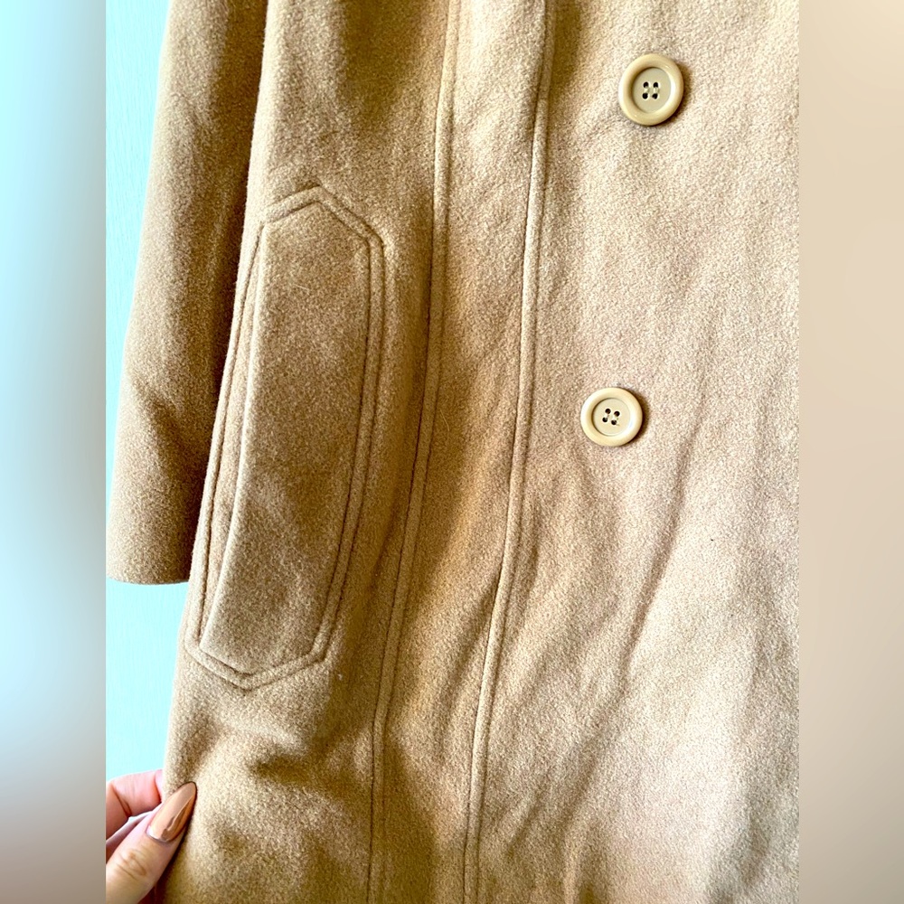 Anne Klein beige hooded button up winter peacoat wool blend - Picture 3 of 8